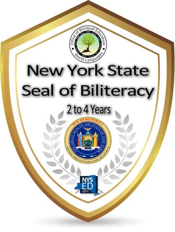 Meterai NYS lencana Biliteracy selama 2-4 tahun